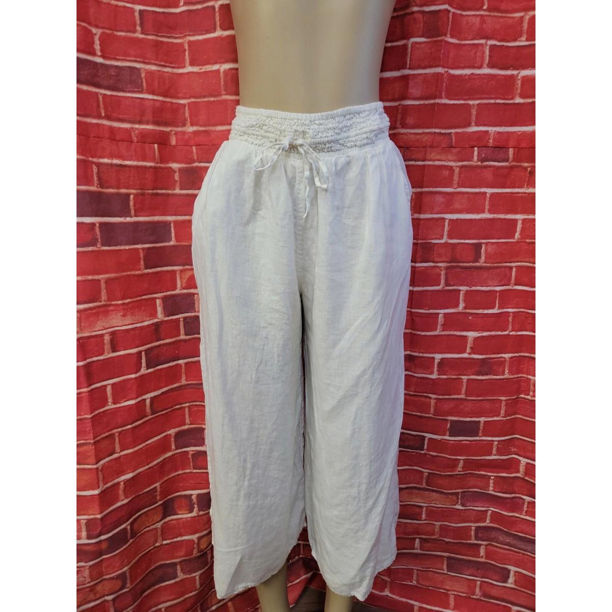 Wilfred La Boheme Brand Linen White Gaucho Pull Up Pants Size Small 03